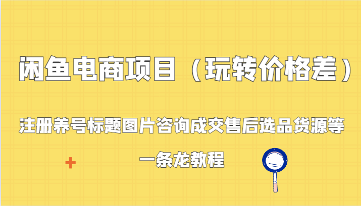 闲鱼电商项目（玩转价格差）：注册养号标题图片咨询成交售后选品货源等，一条龙教程-新星起源