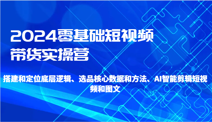 2024零基础短视频带货实操营-搭建和定位底层逻辑、选品核心数据和方法、AI智能剪辑-新星起源