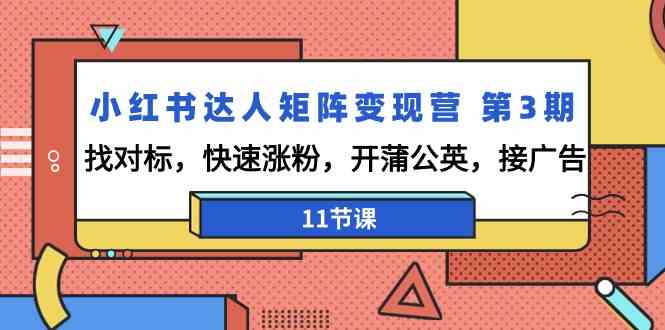 小红书达人矩阵变现营第3期，找对标，快速涨粉，开蒲公英，接广告（11节课）-新星起源