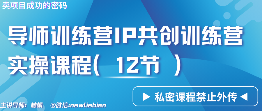 导师训练营3.0IP共创训练营私密实操课程（12节）-卖项目的密码成功秘诀-新星起源