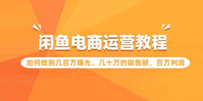 闲鱼电商运营教程：如何做到几百万曝光，几十万的销售额，百万利润-新星起源