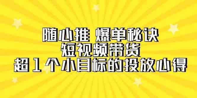 随心推爆单秘诀，短视频带货-超1个小目标的投放心得（7节视频课）-新星起源