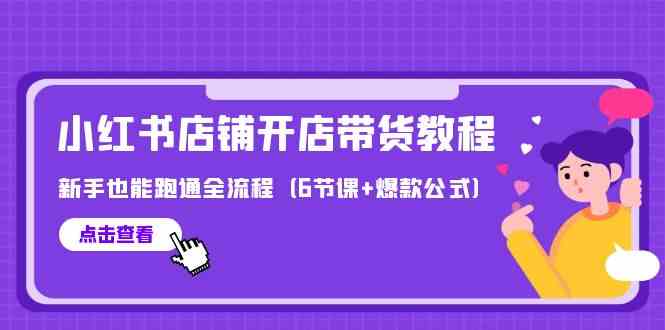 最新小红书店铺开店带货教程，新手也能跑通全流程（6节课+爆款公式）-新星起源