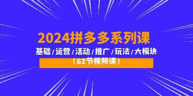 2024拼多多系列课：基础/运营/活动/推广/玩法/大模块（62节视频课）-新星起源