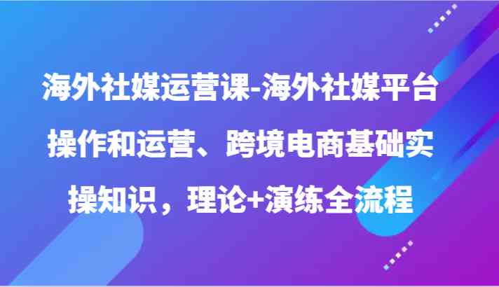 海外社媒运营课-海外社媒平台操作和运营、跨境电商基础实操知识，理论+演练全流程-新星起源