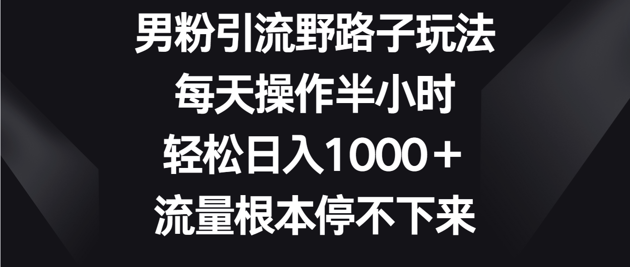 男粉引流野路子玩法，每天操作半小时轻松日入1000＋，流量根本停不下来-新星起源