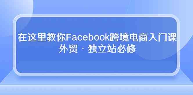 在这里教你Facebook跨境电商入门课，外贸·独立站必修（19节课）-新星起源