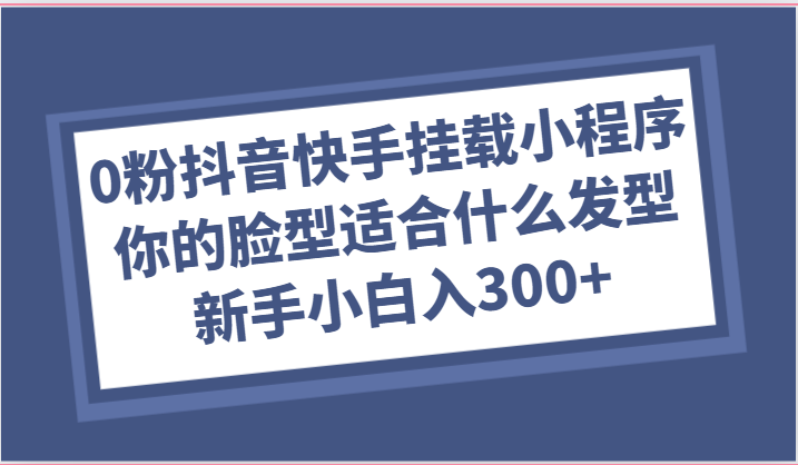 0粉抖音快手挂载小程序，你的脸型适合什么发型玩法，新手小白日入300+-新星起源