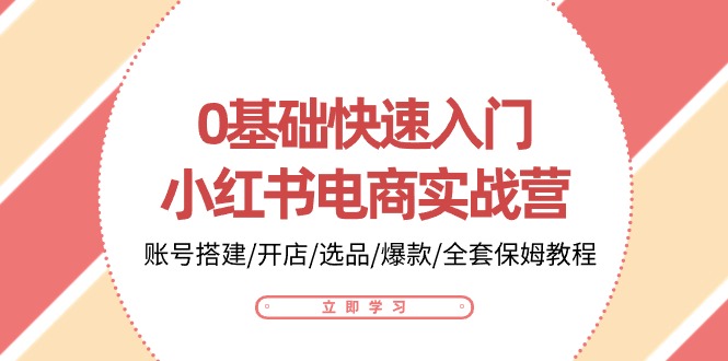 0基础快速入门小红书电商实战营：账号搭建/开店/选品/爆款/全套保姆教程-新星起源