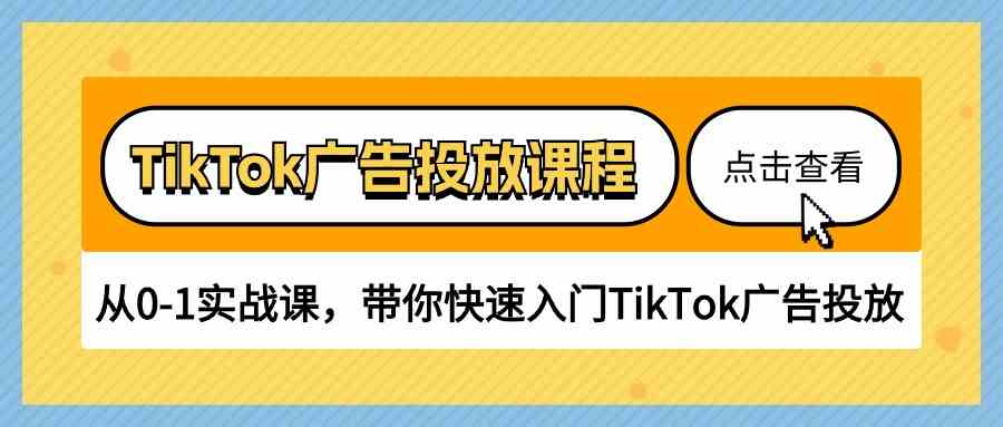 TikTok广告投放课程，从0-1实战课，带你快速入门TikTok广告投放（30节课）-新星起源