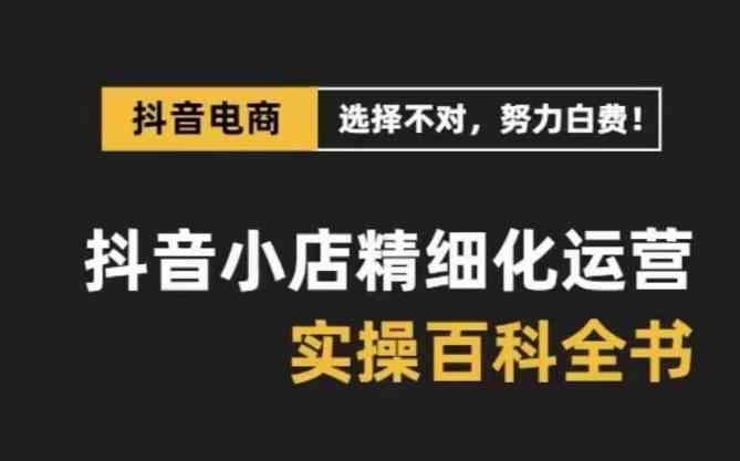 抖音小店精细化运营百科全书，保姆级运营实战讲解（更新）-新星起源