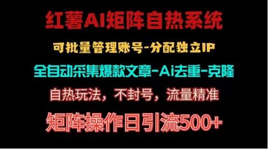 红薯矩阵自热系统，独家不死号引流玩法！矩阵操作日引流500+-新星起源