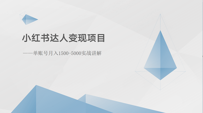 小红书达人变现项目：单账号月入1500-3000实战讲解-新星起源