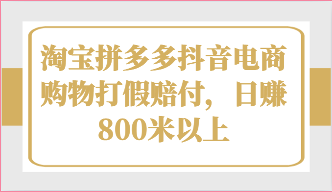 淘宝拼多多抖音电商购物打假赔付，日赚800米以上-新星起源