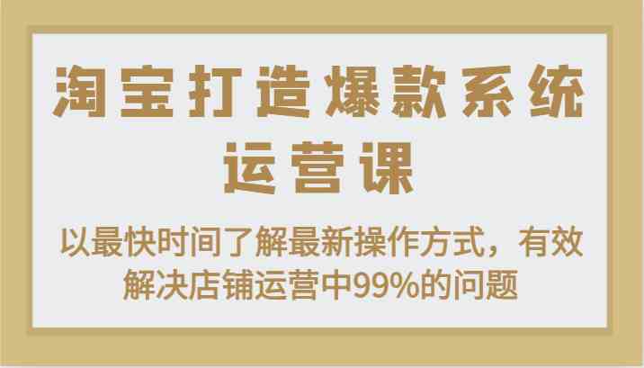 淘宝打造爆款系统运营课：以最快时间了解最新操作方式，有效解决店铺运营中99%的问题-新星起源