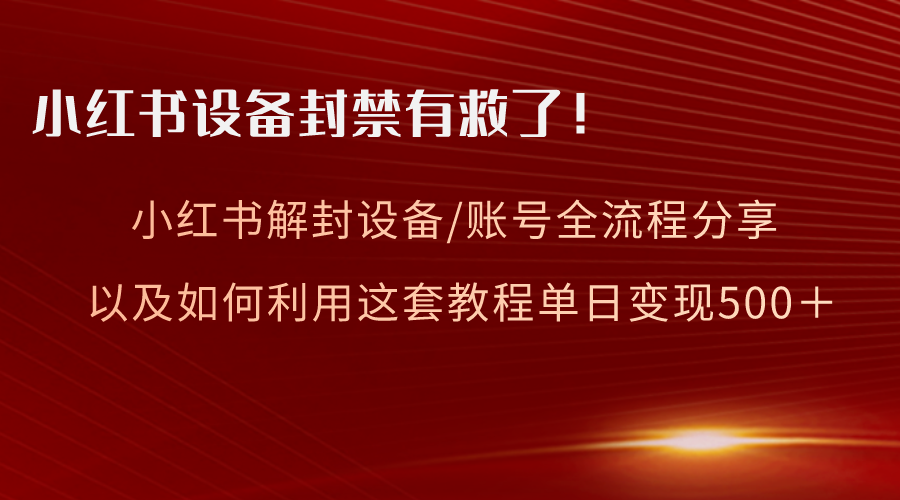 （8441期）小红书设备及账号解封全流程分享，亲测有效，以及如何利用教程变现-新星起源