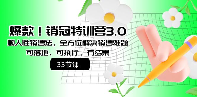 （8573期）爆款！销冠特训营3.0之顺人性销售法，全方位解决销售难题、可落地、可执…-新星起源