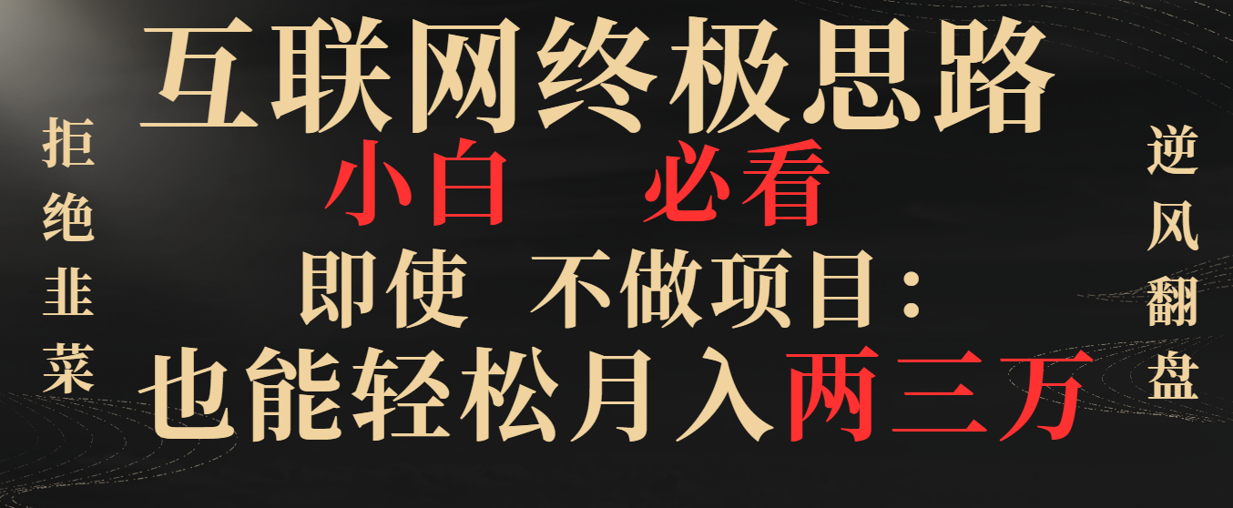 （8619期）互联网终极思路，小白必看，即使不做项目也能轻松月入两三万，拒绝韭菜…-新星起源