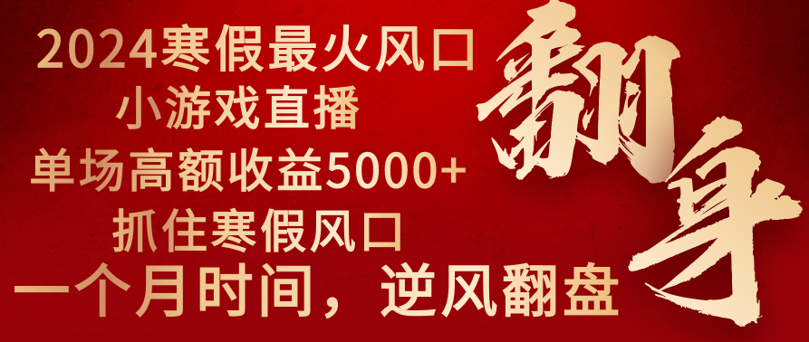 （8766期）2024年最火寒假风口项目 小游戏直播 单场收益5000+抓住风口 一个月直接提车-新星起源