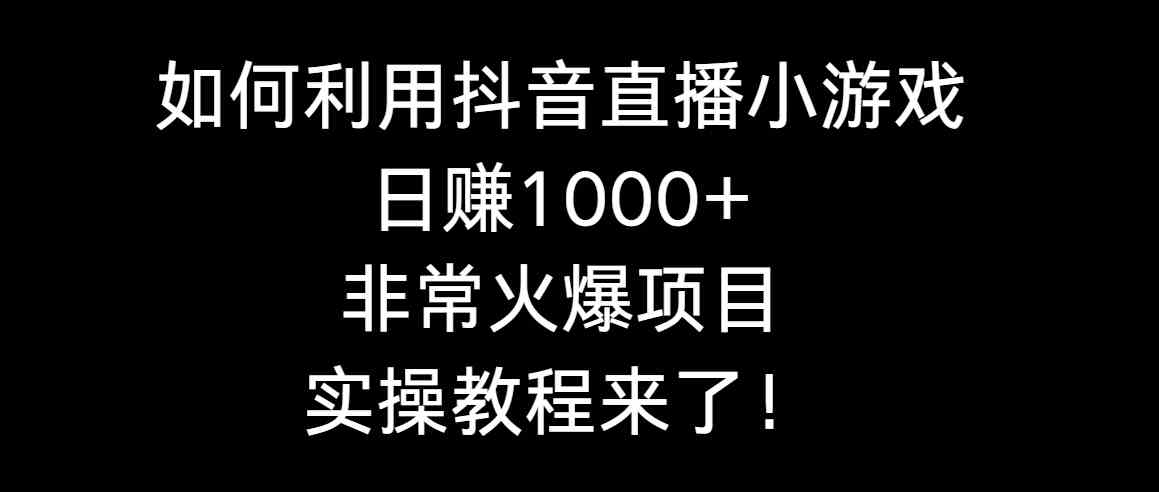 （8870期）如何利用抖音直播小游戏日赚1000+，非常火爆项目，实操教程来了！-新星起源