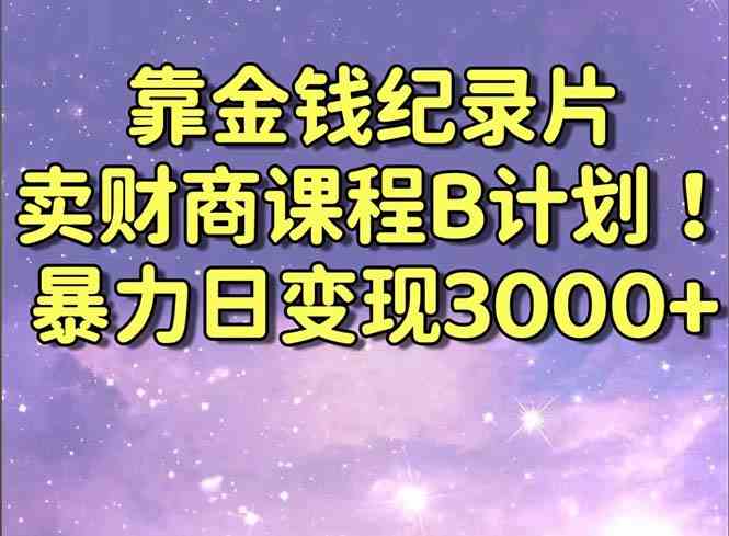 （8944期）靠金钱纪录片卖财商课程B计划！暴力日变现3000+，喂饭式干货教程！-新星起源