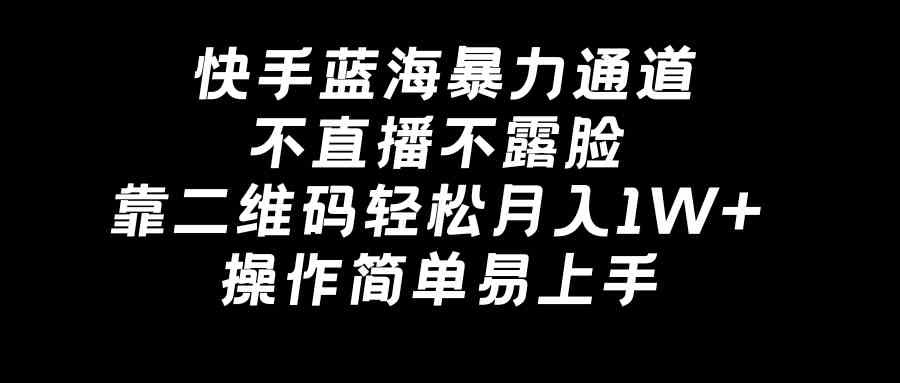 （8961期）快手蓝海暴力通道，不直播不露脸，靠二维码轻松月入1W+，操作简单易上手-新星起源