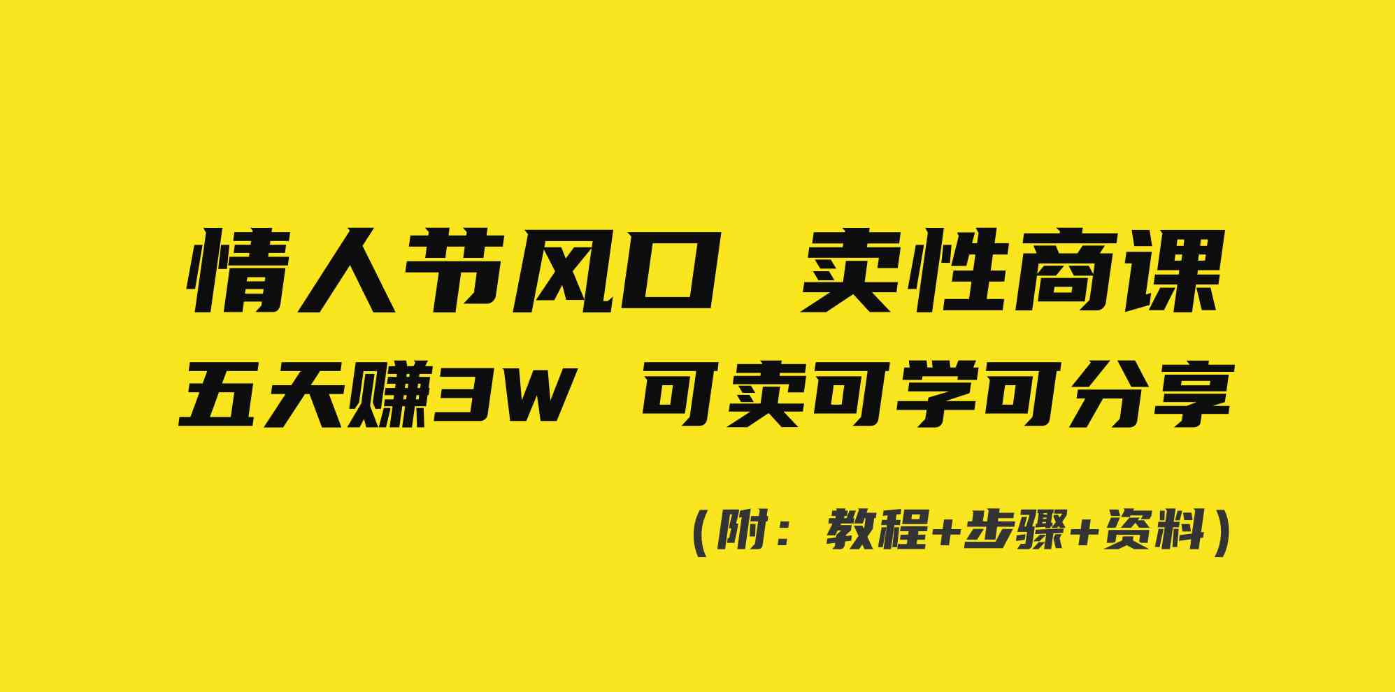 （8958期）情人节风口！卖性商课，小白五天赚3W，可卖可学可分享！-新星起源