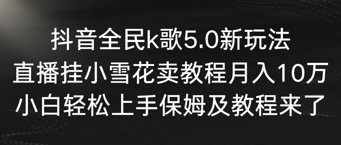 （9021期）抖音全民k歌5.0新玩法，直播挂小雪花卖教程月入10万，小白轻松上手，保…-新星起源