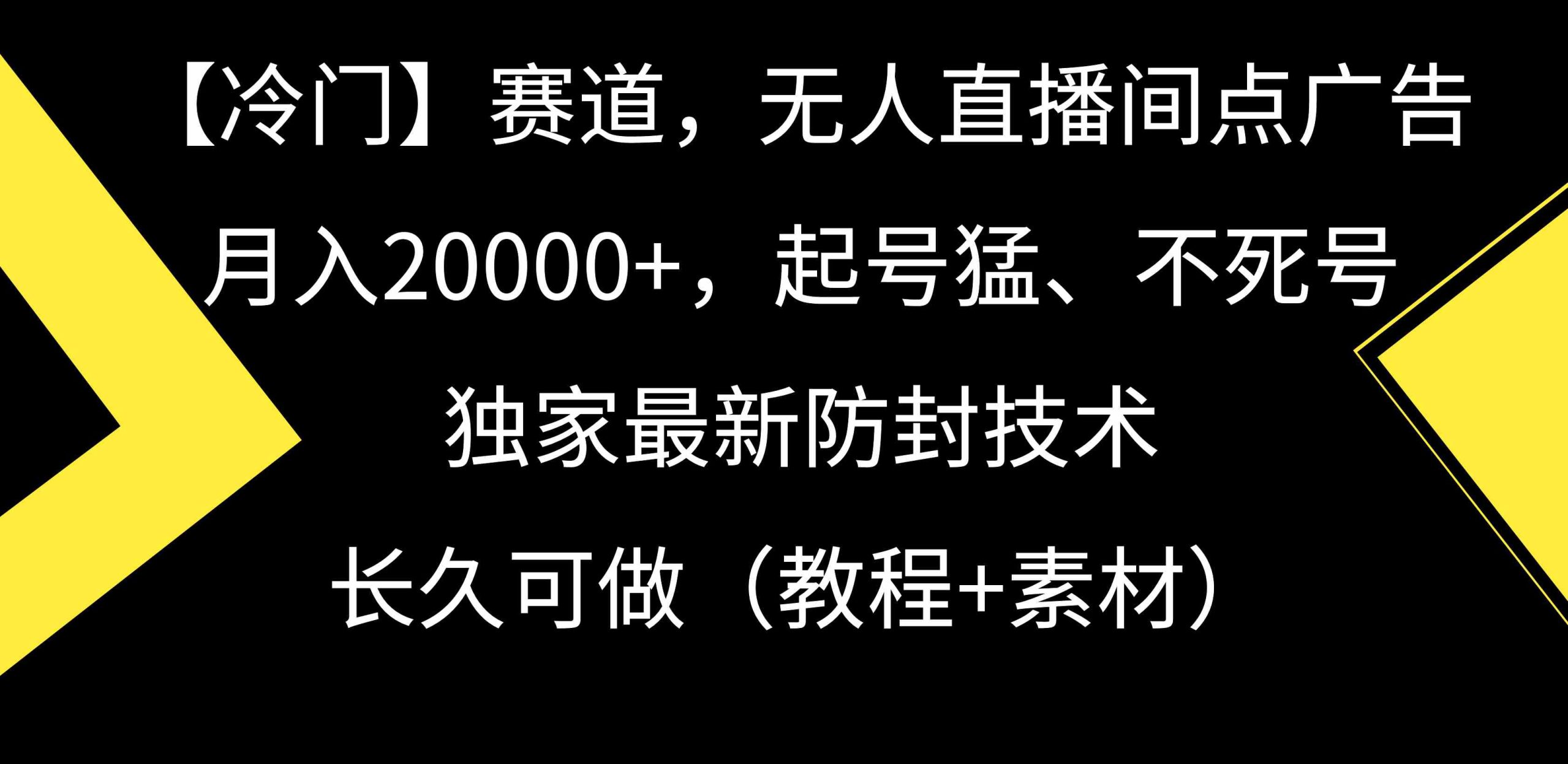 （9100期）【冷门】赛道，无人直播间点广告，月入20000+，起号猛、不死号，独家最…-新星起源