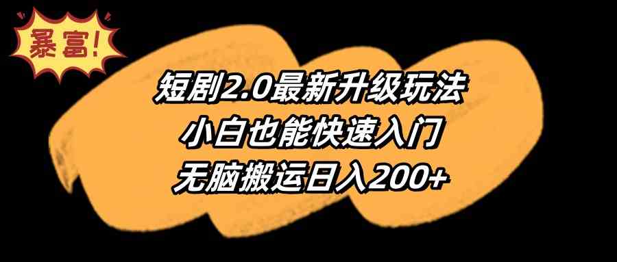 （9375期）短剧2.0最新升级玩法，小白也能快速入门，无脑搬运日入200+-新星起源