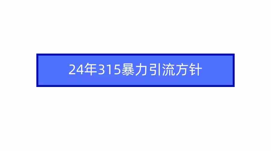 （9398期）2024年315暴力引流方针-新星起源