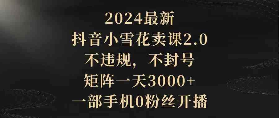 （9639期）2024最新抖音小雪花卖课2.0 不违规 不封号 矩阵一天3000+一部手机0粉丝开播-新星起源