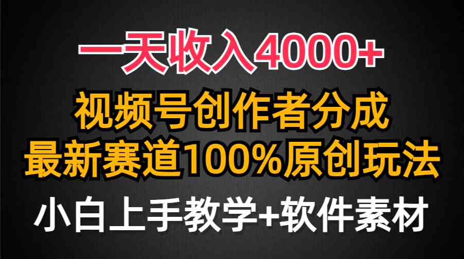 （9694期）一天收入4000+，视频号创作者分成，最新赛道100%原创玩法，小白也可以轻…-新星起源