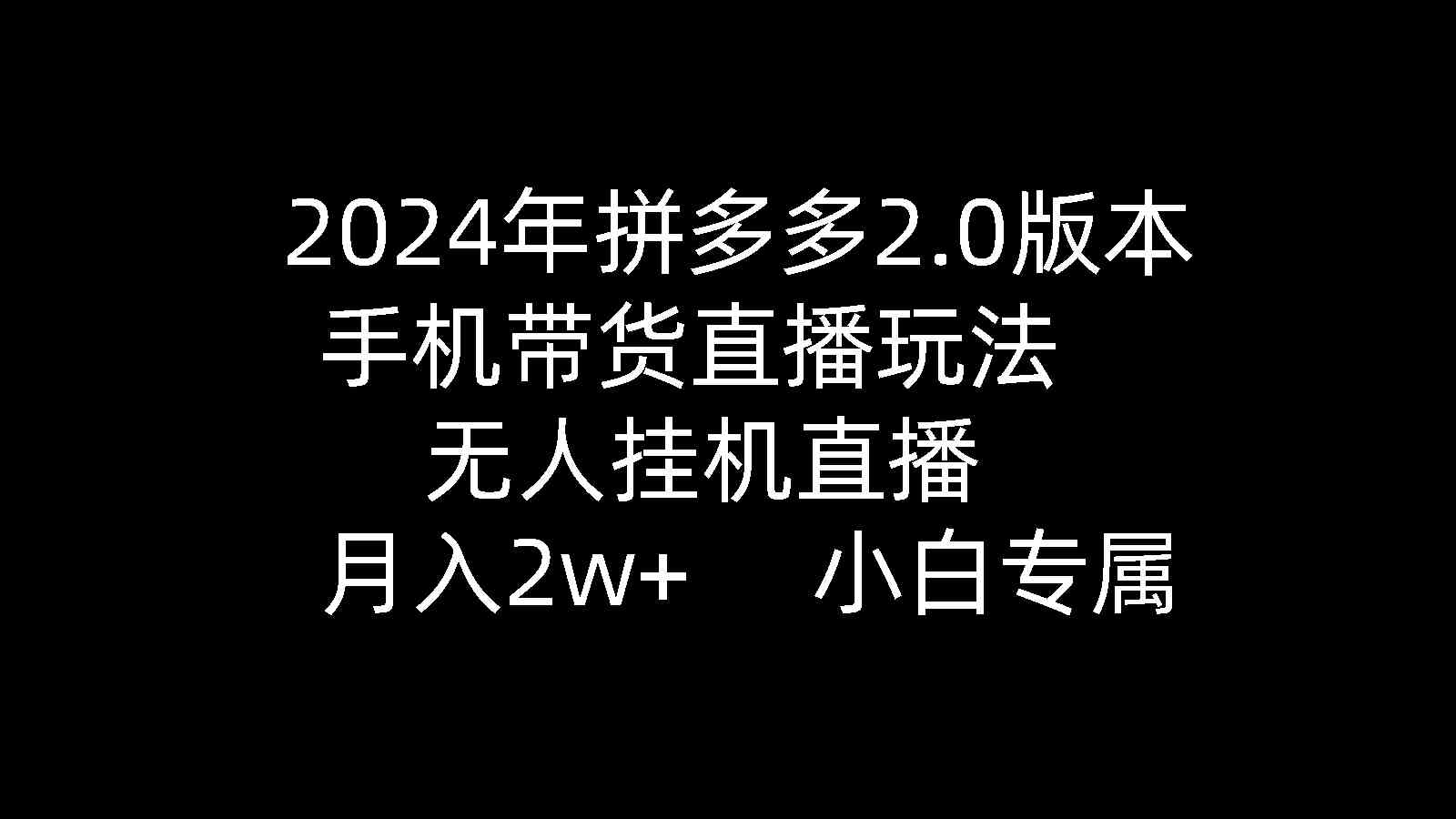 （9768期）2024年拼多多2.0版本，手机带货直播玩法，无人挂机直播， 月入2w+， 小…-新星起源