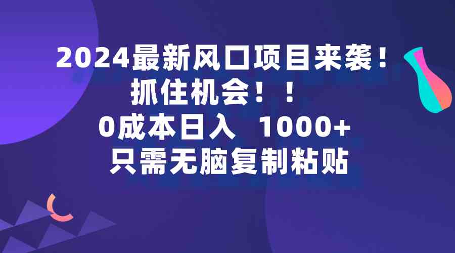 （9899期）2024最新风口项目来袭，抓住机会，0成本一部手机日入1000+，只需无脑复…-新星起源