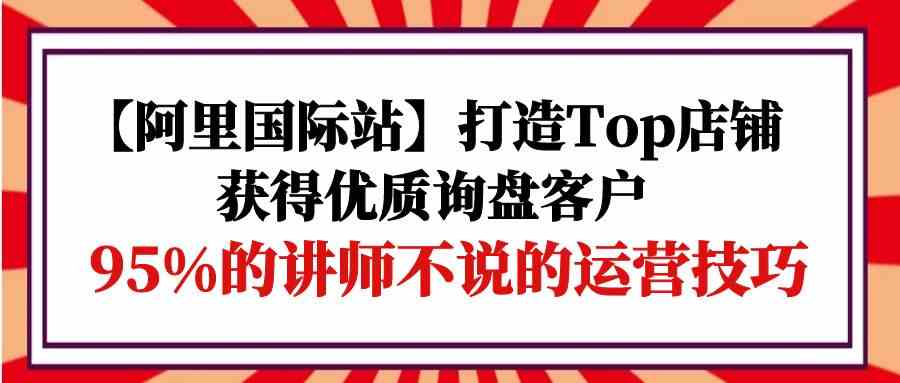 （9976期）【阿里国际站】打造Top店铺-获得优质询盘客户，95%的讲师不说的运营技巧-新星起源