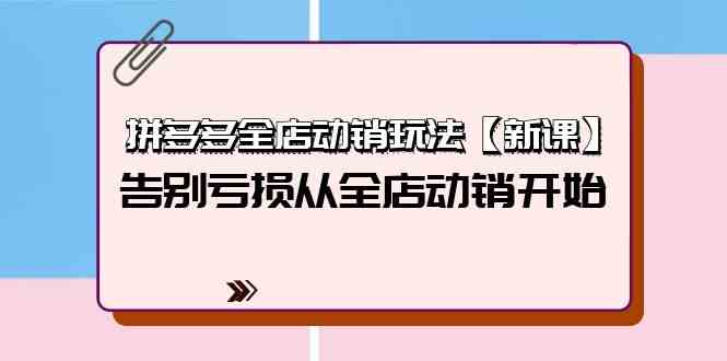 （9974期）拼多多全店动销玩法【新课】，告别亏损从全店动销开始（4节视频课）-新星起源