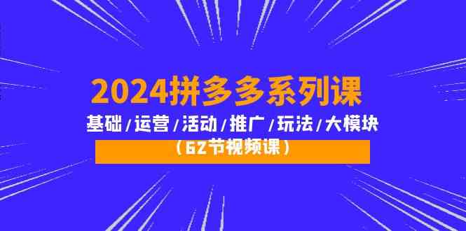 （10019期）2024拼多多系列课：基础/运营/活动/推广/玩法/大模块（62节视频课）-新星起源