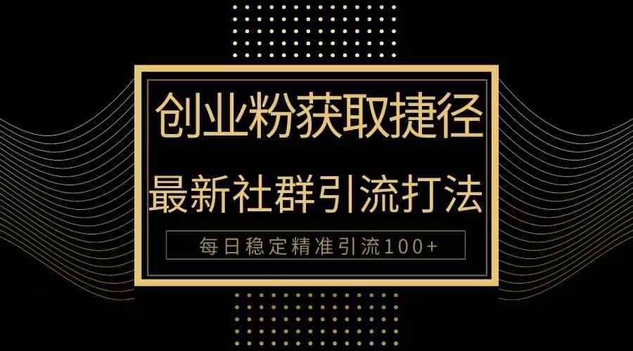 （10040期）创业粉捷径！最新被动引流方法大揭秘，实现每日100+精准引流-新星起源