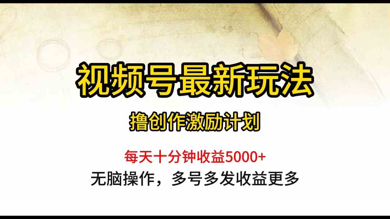 （10087期）视频号最新玩法，每日一小时月入5000+-新星起源