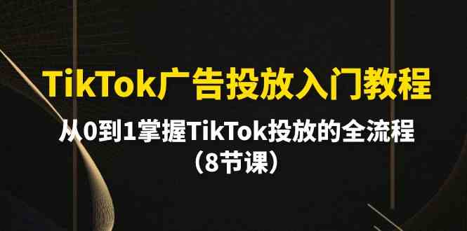 （10085期）TikTok广告投放入门教程，从0到1掌握TikTok投放的全流程（8节课）-新星起源