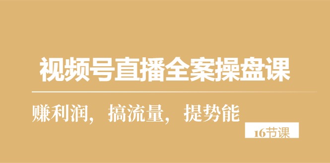 （10207期）视频号直播全案操盘课，赚利润，搞流量，提势能（16节课）-新星起源