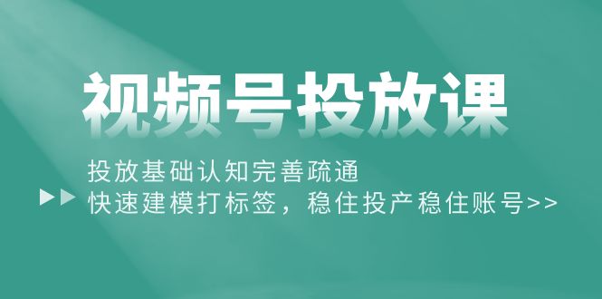 （10205期）视频号投放课：投放基础认知完善疏通，快速建模打标签，稳住投产稳住账号-新星起源