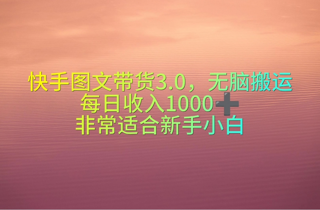 （10252期）快手图文带货3.0，无脑搬运，每日收入1000＋，非常适合新手小白-新星起源