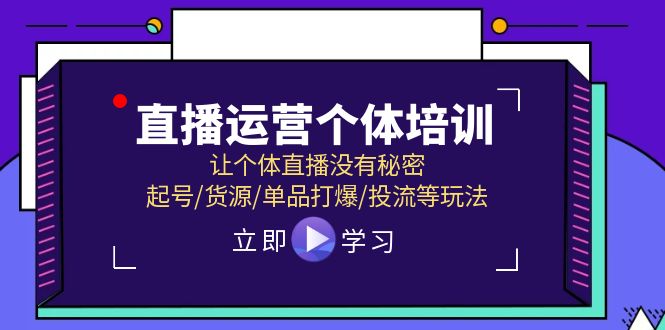 （11636期）直播运营个体培训，让个体直播没有秘密，起号/货源/单品打爆/投流等玩法-新星起源