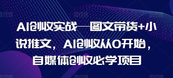 AI创收实战—图文带货+小说推文，AI创收从0开始，自媒体创收必学项目-新星起源