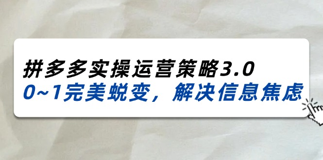 （11658期）2024_2025拼多多实操运营策略3.0，0~1完美蜕变，解决信息焦虑（38节）-新星起源