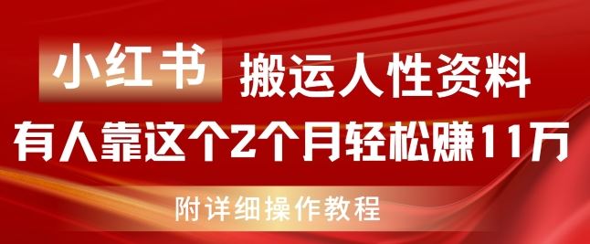 小红书搬运人性资料，有人靠这个2个月轻松赚11w，附教程【揭秘】-新星起源