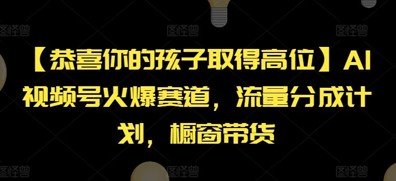 【恭喜你的孩子取得高位】AI视频号火爆赛道，流量分成计划，橱窗带货【揭秘】-新星起源