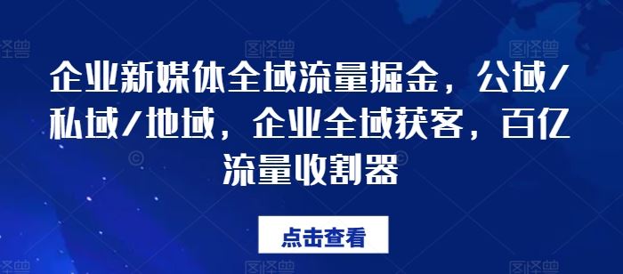 企业新媒体全域流量掘金，公域/私域/地域，企业全域获客，百亿流量收割器-新星起源